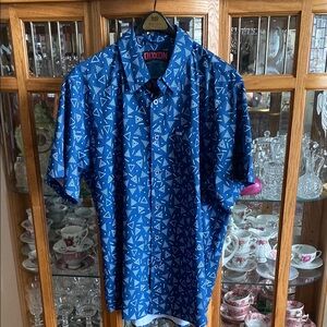 DIXXON Blue Geometric Men's Shirt size XL